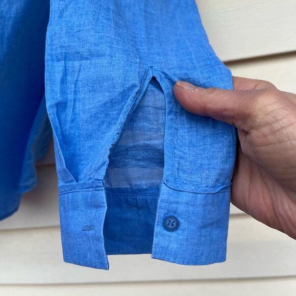 Topshop bright blue, thin and delicate long-sleeved, button down shirt, Small - Picture 3 of 10